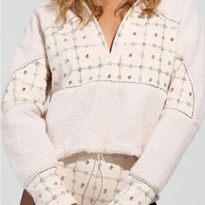 AKIRA Cream and‎ Gray Patterned Hoodie